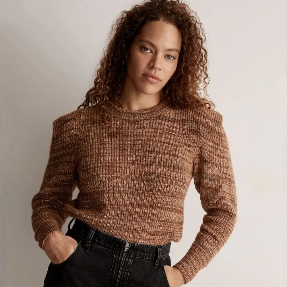 Madewell Brown Space-Dyed Prentess Wool Alpaca Blend Sweater - Size Small
